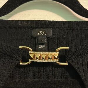 River Island Key Hole Ribbed Long Sleeve Top